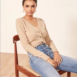 NWOT Reformation Cashmere Cropped Double V Neck Cardigan